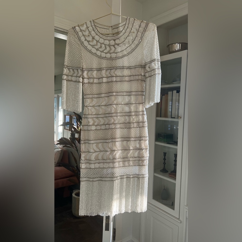 Naeem Khan Beaded Fringe Dress